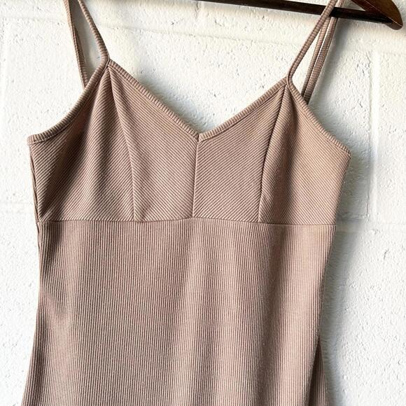 Timing Ribbed Sleeveless Spaghetti Strap Fitted Bodycon Dress Women's Medium - Picture 2 of 5